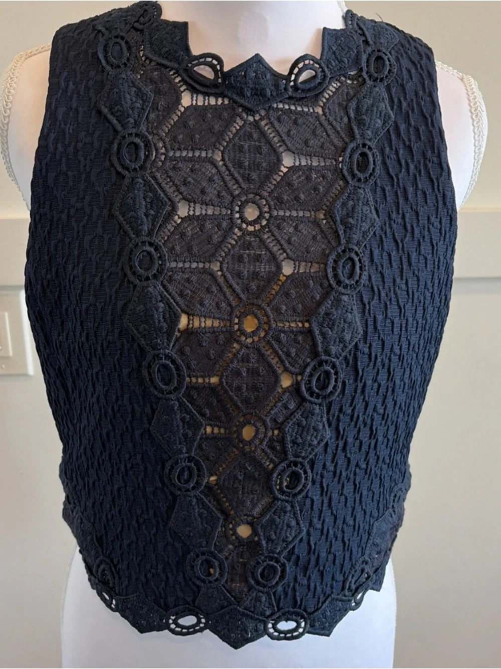 Rebecca Taylor Navy Blue Crepe Blouse- $325 MSRP - Hidden Back Zip - Picture 5 of 9